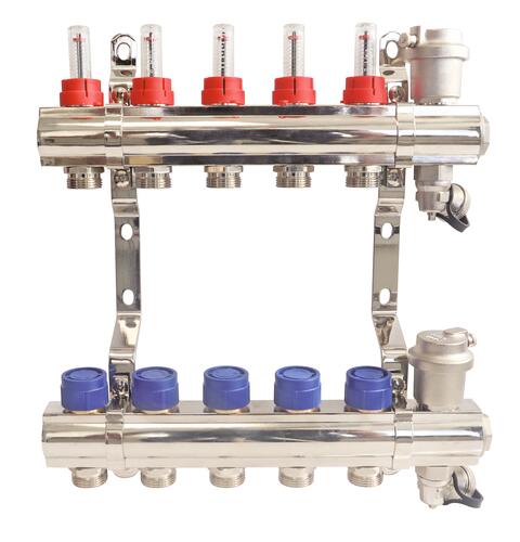 Collecteur PCBT 5 départs en laiton chromé - SOMATHERM